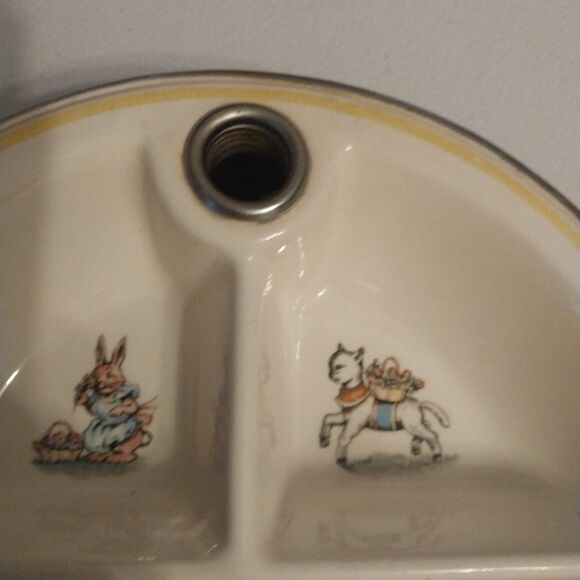 Vintage 1940's Bartsch Children's Warming Dish w/ Handles 3 Compartment - Picture 7 of 12